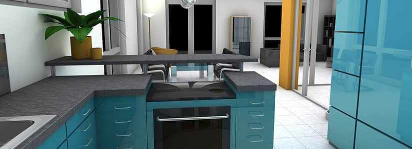 3D визуализация на кухня — разпределение и цветово решение
